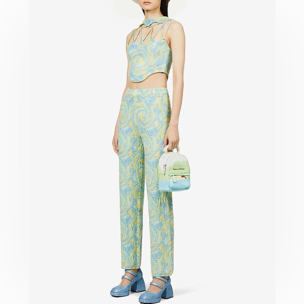 House of Sunny Cypress Spiral-Print Knitted Vest + Pant